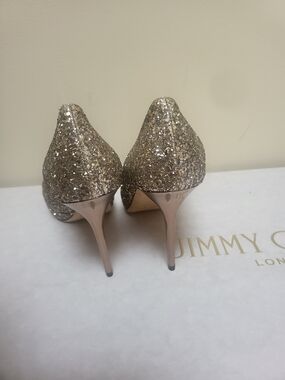 Jimmy Choo Champagne Glitter Stiletto Pumps